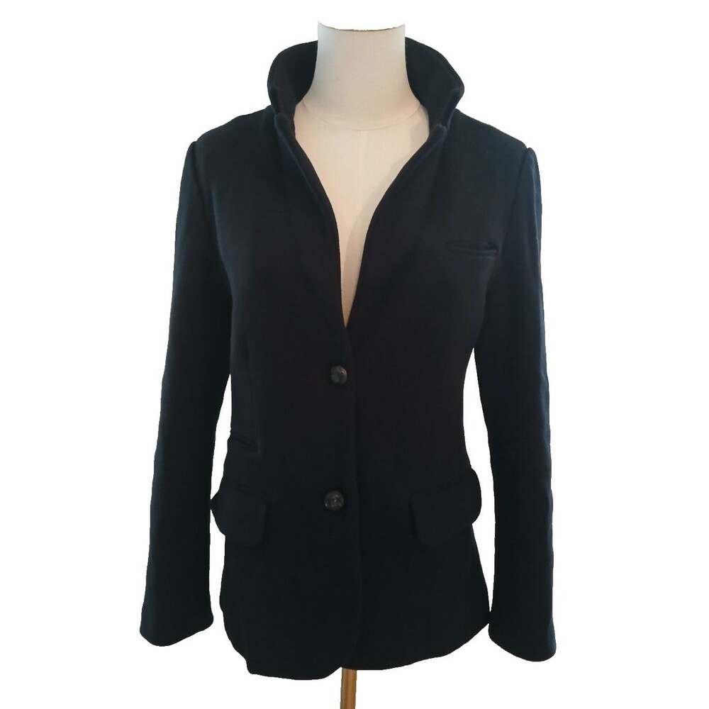525 America Black Cotton Wool Blend Dickey Blazer Women's Small Office Jacket